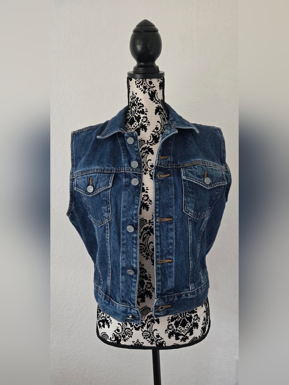 Calvin Klein Vintage Denim Vest in Medium Blue